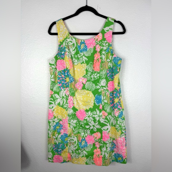 Lilly Pulitzer Cathy Shift Hibiscus Stroll Green Printed Cotton Mini Dress sz 8 - Picture 3 of 8